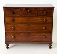 Lot 209 - VICTORIAN MAHOGANY CHEST OF DRAWERS with three...