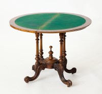 Lot 210 - VICTORIAN WALNUT DEMI LUNE CARD TABLE on four...