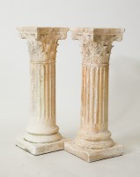 Lot 229 - PAIR OF GARDEN WHITE RESIN CORINTHIAN COLUMNS...