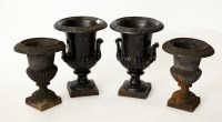 Lot 230 - TWO PAIRS OF BLACK PAINTED CAST IRON GARDEN...