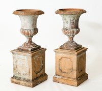 Lot 238 - PAIR OF STONEWARE GARDEN CAMPAGNA URNS on...