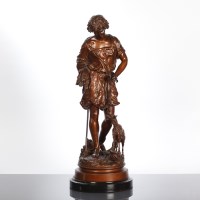 Lot 249 - EARLY 20TH CENTURY PATINATED SPELTER FIGURE OF...