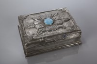 Lot 252 - ARTS & CRAFTS EMBOSSED PEWTER CARD BOX the...