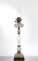 Lot 260 - LATE VICTORIAN HOBNAIL CUT GLASS AND BRASS...