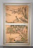 Lot 265 - CHINESE DIPTYCH PRINT depicting dogs in...