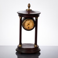 Lot 275 - VICTORIAN FOUR COLUMN CLOCK the circular top...