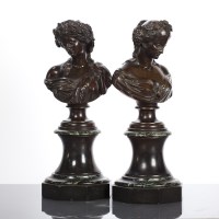 Lot 283 - PAIR OF LATE 19TH CENTURY BRONZE BUSTS OF...