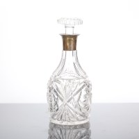 Lot 297 - SILVER MOUNTED CUT GLASS DECANTER of mallet...