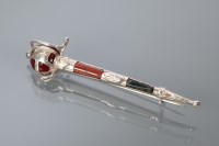 Lot 300B - SCOTTISH SILVER HARDSTONE KILT PIN in the form...