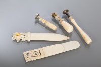 Lot 313 - THREE VICTORIAN IVORY AND BONE DESK SEALS the...