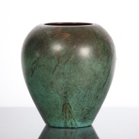 Lot 325 - WMF VERDIGRIS VASE on ovoid form, engraved...