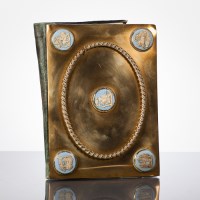 Lot 338 - LATE 19TH CENTURY BRASS MOUNTED BLOTTING PAD...