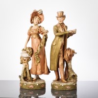 Lot 348 - PAIR OF ROYAL DUX FIGURES OF A MAN AND OF A...