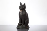 Lot 350 - VICTORIAN TERACOTTA MODEL OF A SEATED CAT...