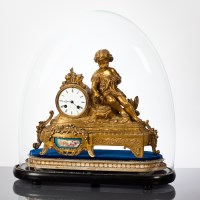 Lot 396 - FRENCH ORMOLU CLOCK modelled with a child...