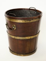 Lot 422 - GEORGE III MAHOGANY BRASS BOUND PEAT BUCKET...