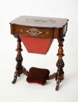 Lot 452 - VICTORIAN ROSEWOOD BOULLE WORK TABLE INLAID...