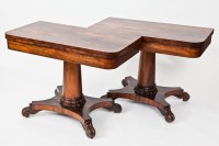 Lot 327 - REGENCY NEAR PAIR OF ROSEWOOD CARD TABLES with...