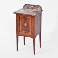 Lot 331 - LATE VICTORIAN MAHOGANY INLAID POT CUPBOARD...