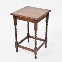 Lot 334 - VICTORIAN OAK OCCASIONAL TABLE with barley...