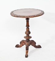 Lot 336 - VICTORIAN CIRCULAR CARVED MAHOGANY TRIPOD...