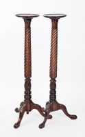 Lot 339 - PAIR OF VICTORIAN MAHOGANY TRIPOD TORCHERES...