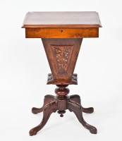 Lot 342 - VICTORIAN WALNUT AND MAHOGANY WORK TABLE on...