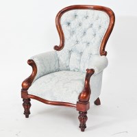 Lot 344 - VICTORIAN MAHOGANY BUTTONBACK ARMCHAIR with...