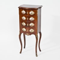 Lot 374 - LOUIS XVTH STYLE MAHOGANY BEDSIDE CABINET of...