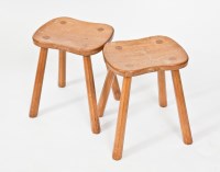 Lot 387 - PAIR OF ROBERT 'MOUSEMAN' THOMSON PEG STOOLS...