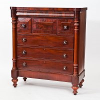 Lot 392 - VICTORIAN MAHOGANY OGEE CHEST with seven...