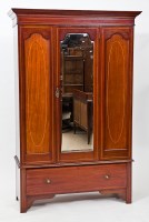 Lot 395 - VICTORIAN MAHOGANY TRIPLE WARDROBE with single...