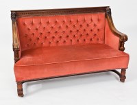 Lot 412 - VICTORIAN CARVED MAHOGANY BENCH with arcade...