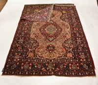 Lot 421 - PAIR OF TABRIZ RUGS with claret lozenges on an...