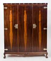 Lot 468 - 20TH CENTURY HARDWOOD THREE DOOR WARDROBE with...