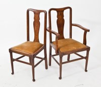 Lot 481 - SET OF SIX 1920'S OAK DINING CHAIRS with...