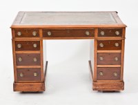 Lot 482 - VICTORIAN MAHOGANY TWIN PEDESTAL WRITING DESK...