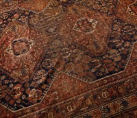 Lot 483 - LARGE KASHKAY RUG with three lozenges on...