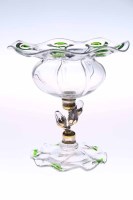 Lot 564 - ART NOUVEAU PEDESTAL GLASS COMPORT with wavy...