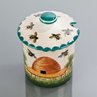 Lot 132 - WEMYSS HONEY POT painted with bees around a...