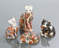 Lot 150 - FOUR ROYAL CROWN DERBY PAPERWEIGHTS of Catnip...