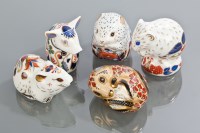 Lot 156 - FIVE ROYAL CROWN DERBY PAPERWEIGHTS of Bank...
