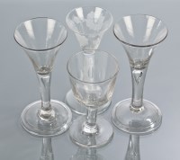 Lot 195 - PAIR OF GEORGE III WINE GLASS with conical...