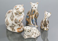 Lot 217 - FOUR ROYAL CROWN DERBY PAPERWEIGHTS of cats,...