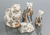 Lot 217 - FOUR ROYAL CROWN DERBY PAPERWEIGHTS of cats,...