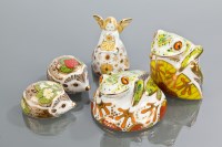 Lot 222 - FIVE ROYAL CROWN DERBY PAPERWEIGHTS comprising...