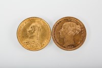 Lot 1022 - TWO GOLD HALF SOVEREIGNS DATED 1880 AND 1887