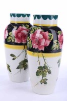 Lot 582 - PAIR OF WEMYSS WARE JAPAN VASES decorated with...