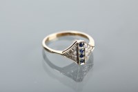 Lot 1119 - ART DECO STYLE SAPPHIRE AND DIAMOND CLUSTER...