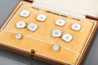 Lot 1145 - ART DECO MOTHER OF PEARL AND SEED PEARL SET...